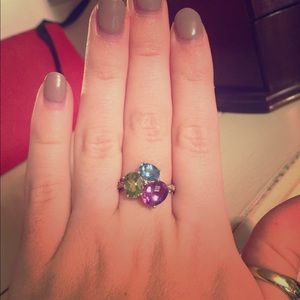 Sterling silver gemstone/diamond ring